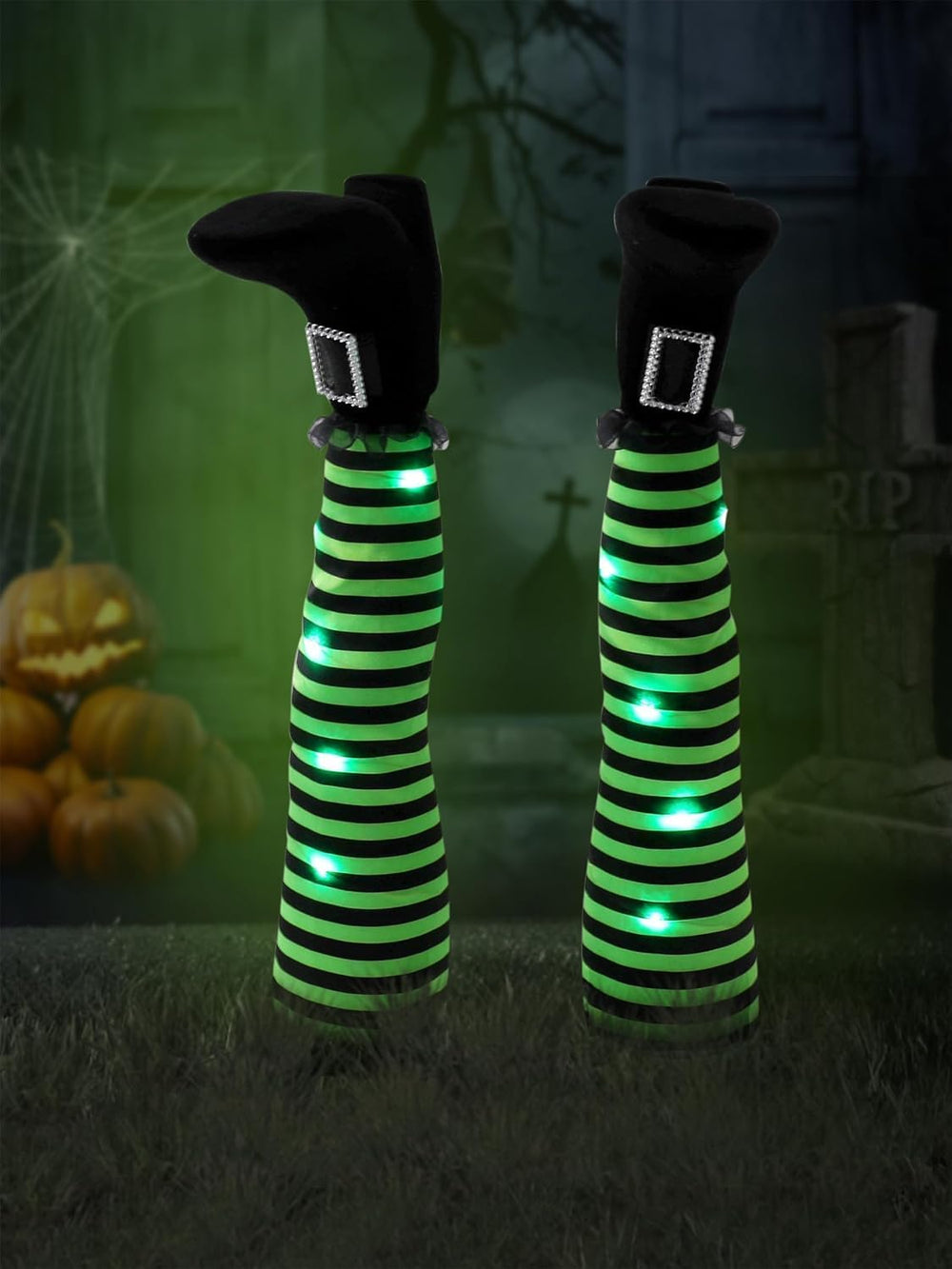 Halloween Witches Legs Decor Leg Yard Stakes Stake Wreaths Feet Door Crashing...
