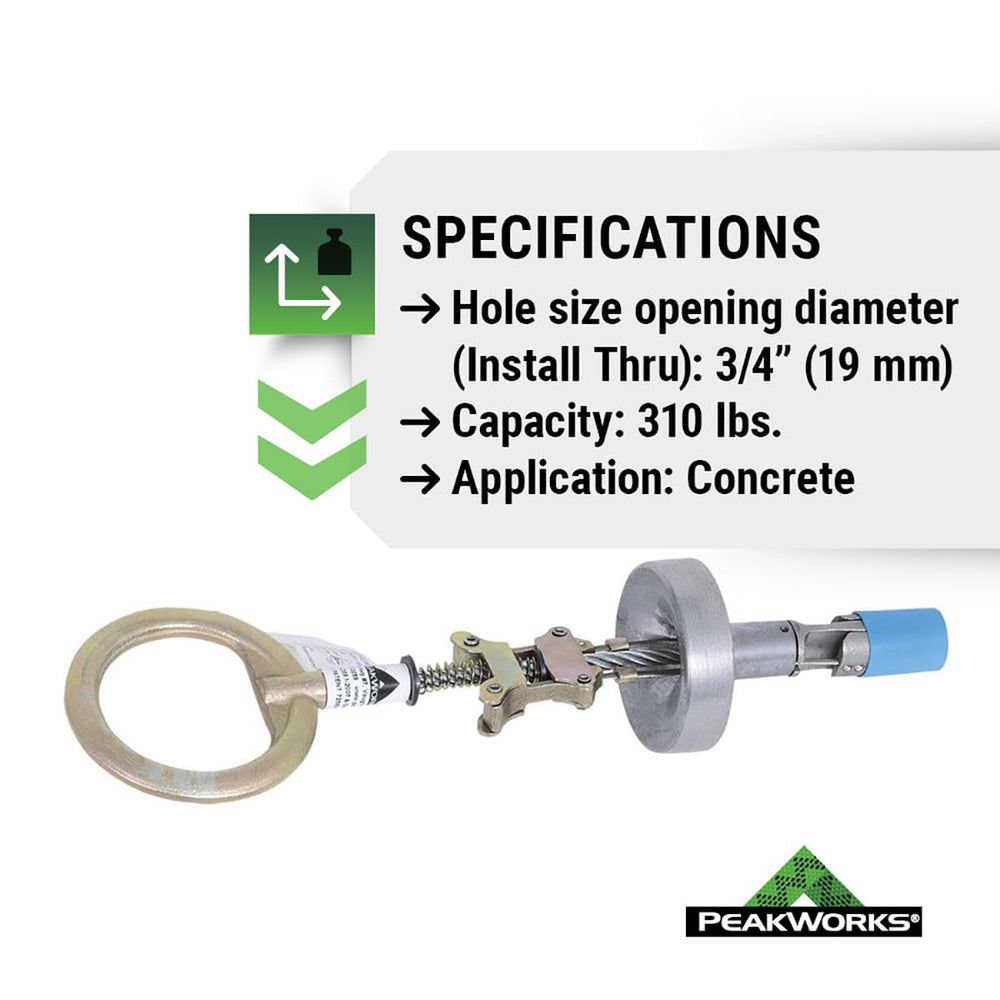 Peakworks Temporary Reusable Drop-In Anchor for Concrete - Industrial, Constr...
