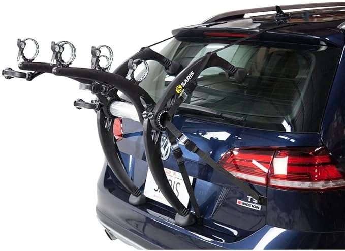 Saris Bones EX 3-Bike Trunk Rack Bicycle Carrier, Anti-Sway Straps, Fits Most