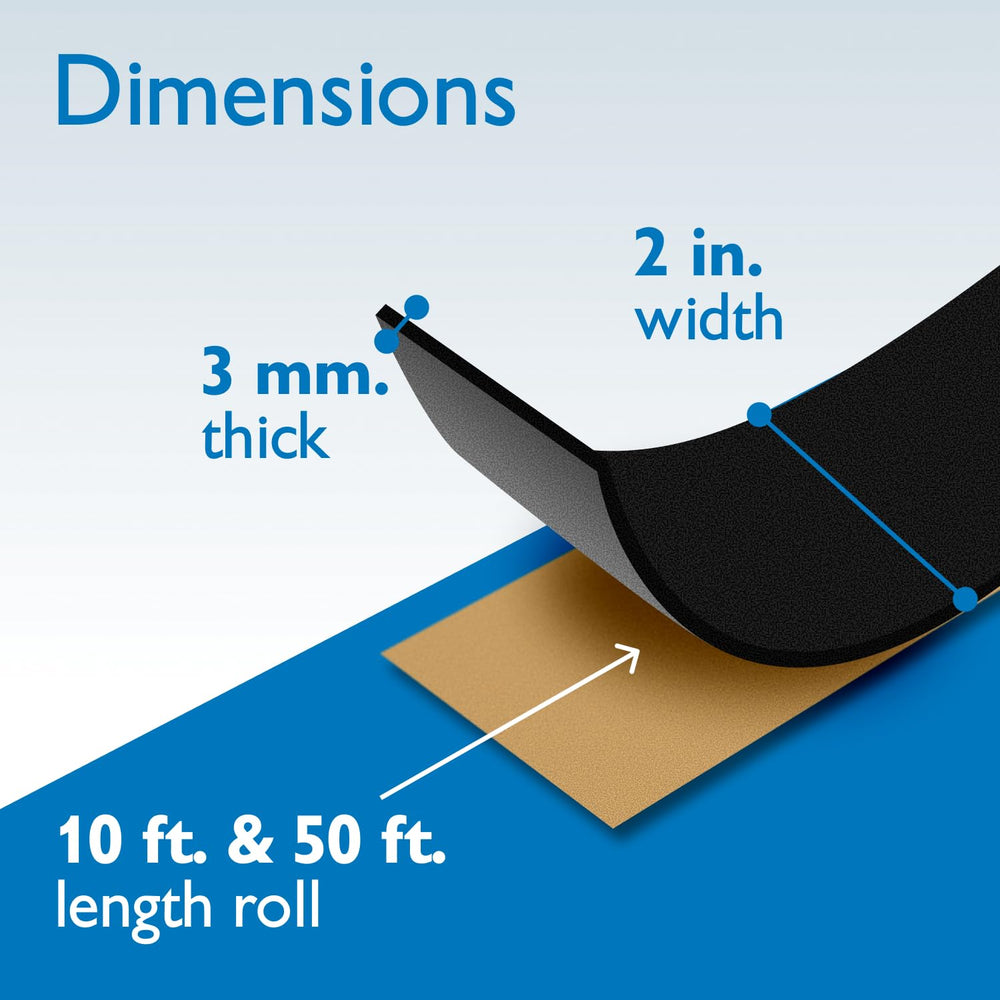 FindTape Polyester 3mm Felt Tape – 2 in. x 50 ft. Felt Strips with Adhesive B...