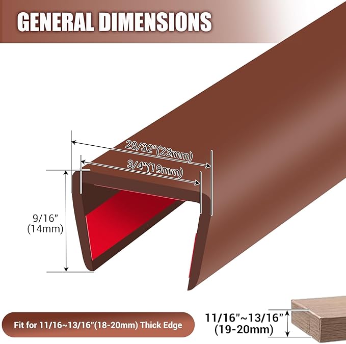 Rubber Edge Trim, Flexible Edge Banding, 3/4" U Channel Furniture Edge P...