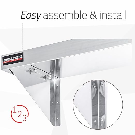 DuraSteel Stainless Steel Wall Mount Shelf 24" Wide x 14" Deep Comm...