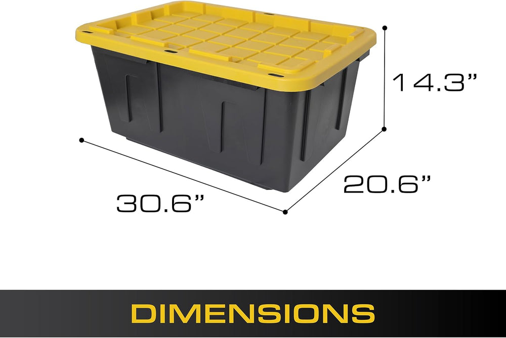 CX Heavy Duty 27-Gallon Stackable Plastic Storage Bins with Lids, 4 Pack