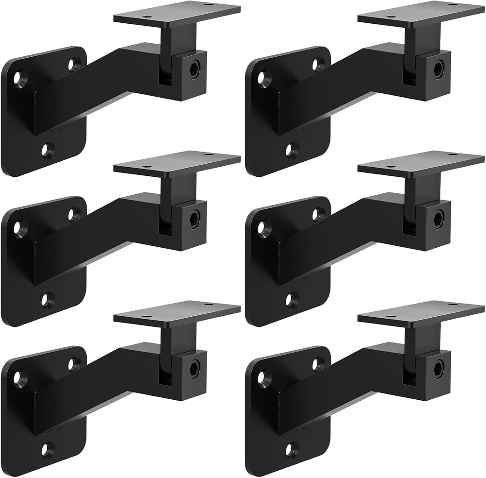 Adjustable Handrail Brackets, 6 Pack Black Swivel Hand Rail Brackets