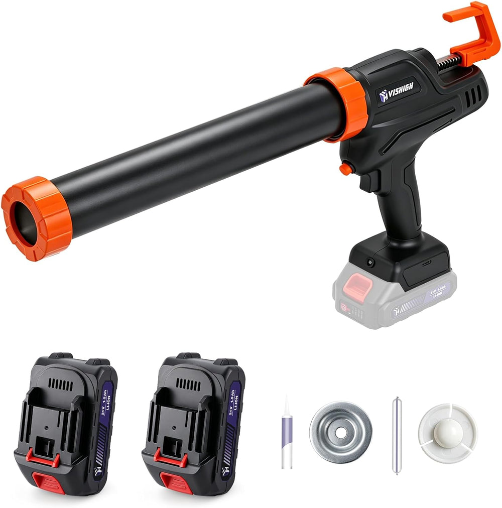 VISHIGH Cordless Caulking Gun, 21V Electric Caulk and Adhesive Gun