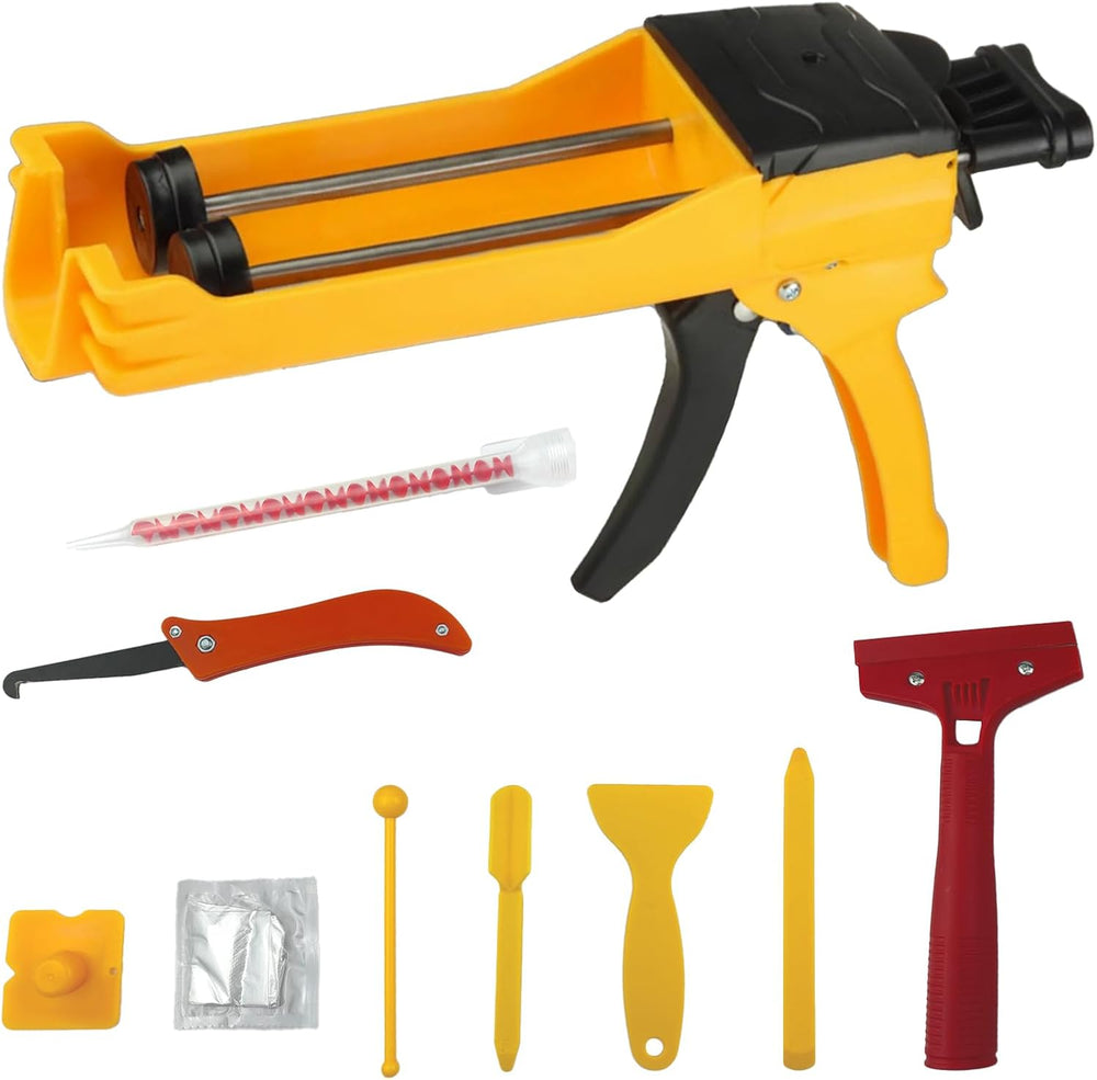 Double Caulking Gun for 400 mL(13.5 fl oz,1:1 Mix Ratio),Yellow
