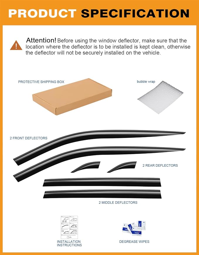 Tape-On Window Rain Guards Fit for Toyota RAV4 2019-2025 Extra Durable Window...