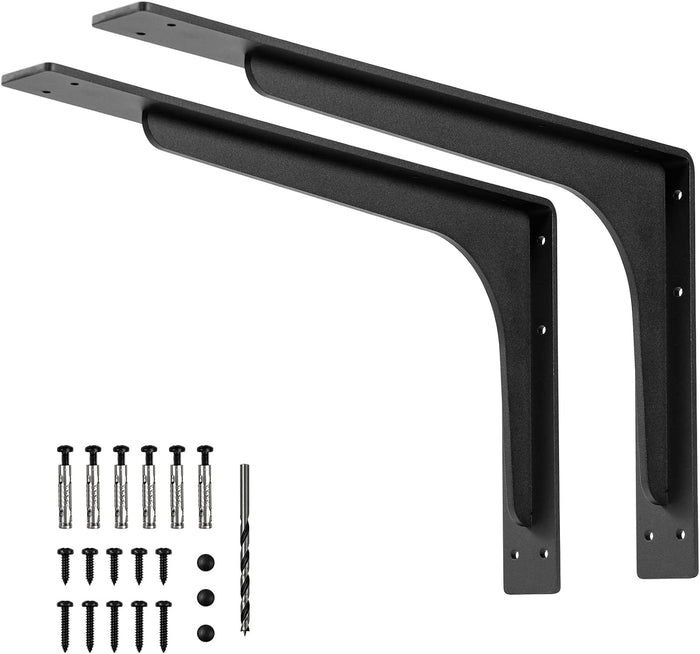 24 INCH x 14.2 INCH Shelf Brackets,L Shelf Brackets,Vertical Angle, Premium Alloy Metal Heavy Duty Shelf Bracket, high Strength Mounting Hardware Included, Corner Brace Joint,Pack of 2.