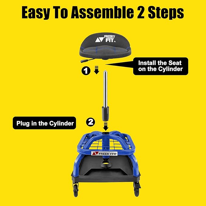 Rolling Shop Stool with Wheels, Garage Work Mechanic Stool with Backrest