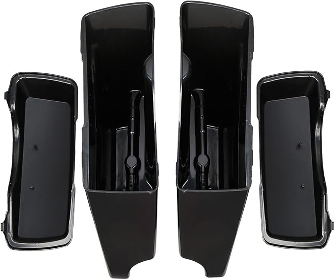 XFMT Unpainted 5" Stretched Extended Hard Saddlebags Dual Exhaust Compat...