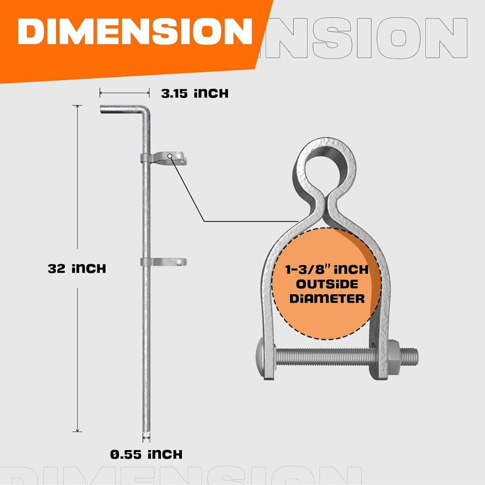 Amoskey Heavy Duty Gate Drop Rod - 1-3/8" 32" for Single or Double ...