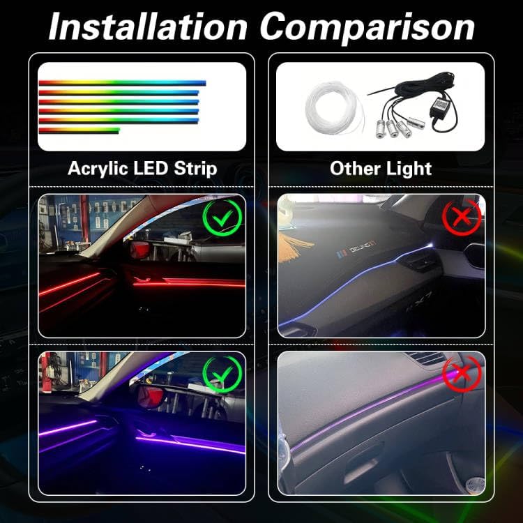 Acrylic Interior Car LED Lights with Remote and Wireless APP 6 in 1,Ambient L...