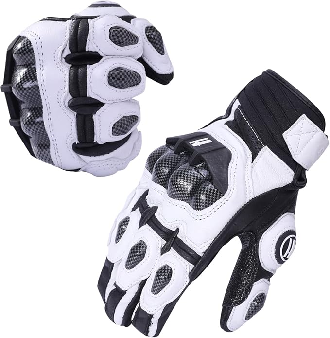 Harssidanzar Breathable Leather Motorcycle Gloves Touchscreen