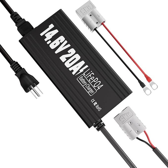 12V 20A Lithium Battery Charger, 14.6V LiFePO4 Battery Charger AC-DC Fast and