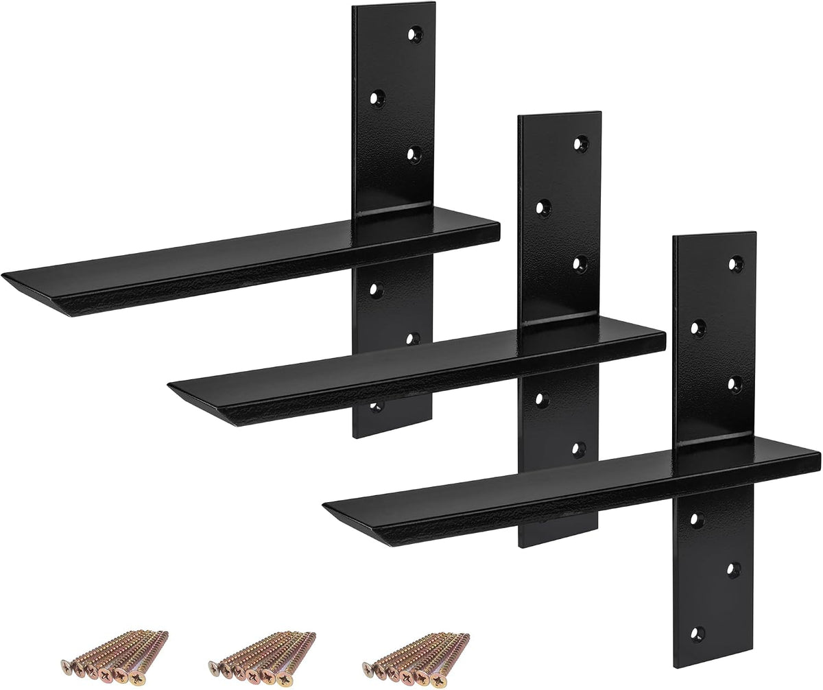 (3-Pack) Free Hanging T Shelf Bracket, Solid Heavy Duty Floating Bracket