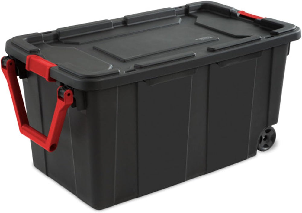 Sterilite Industrial Storage Tote w/Wheels for Garage, 40 Gallon, 4-Pack