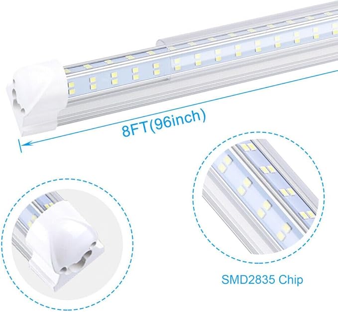 T8 LED Light Tube, 4FT 60W, 6500K Cool White Clear Cover, 4FT Tube Light (25PCS)
