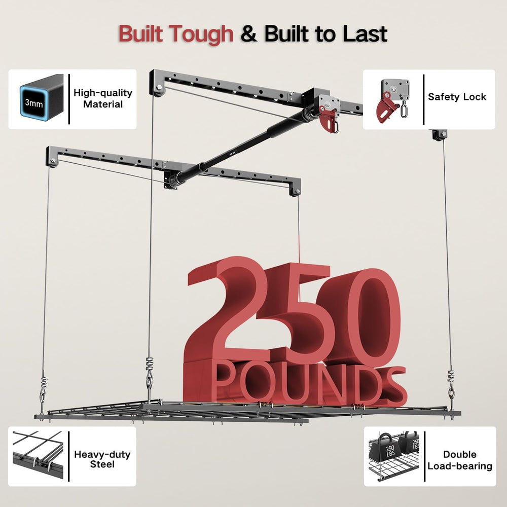 Overhead Garage Storage Lift, Heavy-duty 4x4 Ft Garage Ceiling Storage Racks ...