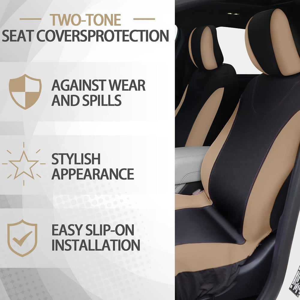 Woanger 47 Car Seat Cover Full Set Car Accessories for Women, Beige