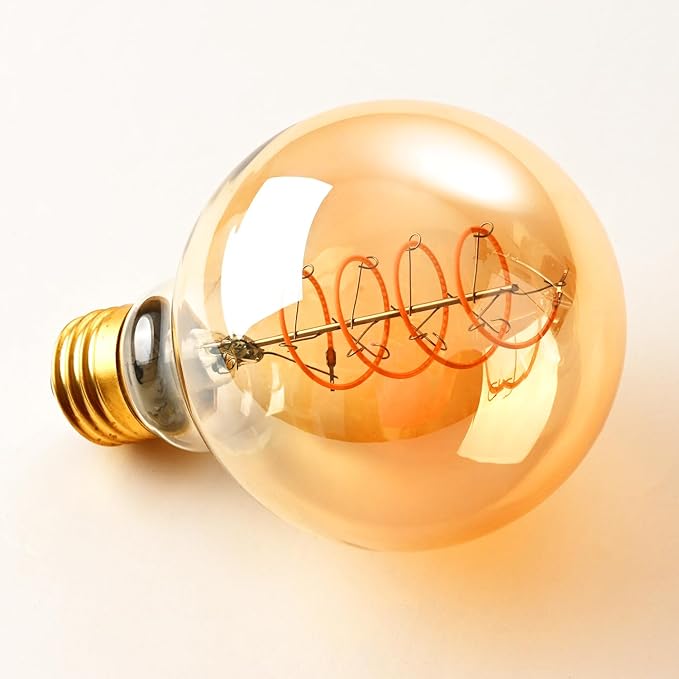 Leools Vintage LED Spiral Filament Bulb G25/G80 Dimmable Flick-Free 6W CRI95 ...