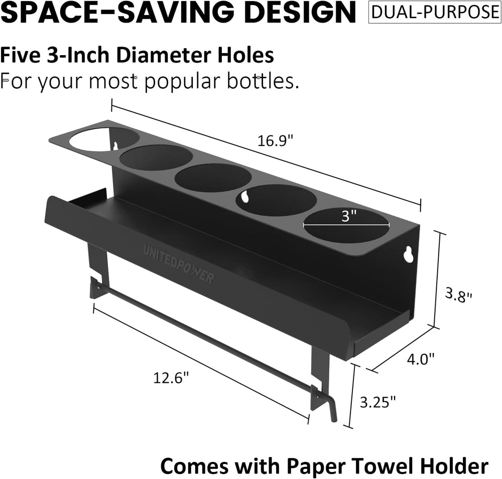 UNITEDPOWER 5 Aerosol Spray Can/Paper Towel Holder, Paint Bottle Storage Rack...