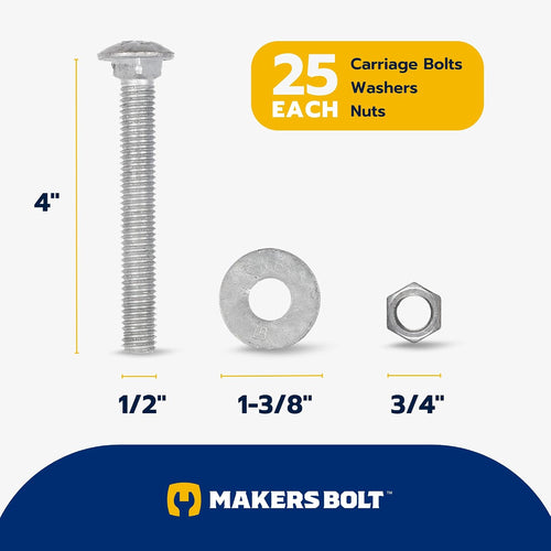 1/2" x 4" (25 pack) galvanized carriage bolt shown in use