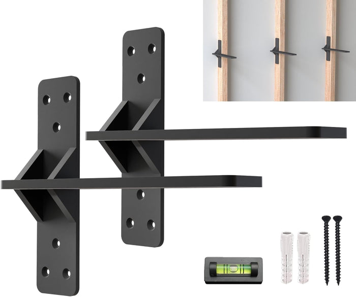 20 inch Floating Countertop Support Brackets by Balin Designs, Free Hanging Floating Shelf Brackets Heavy Duty, Invisible Wall Shower Bench T Support for Vanities, Granite Countertops, (2 Pack)