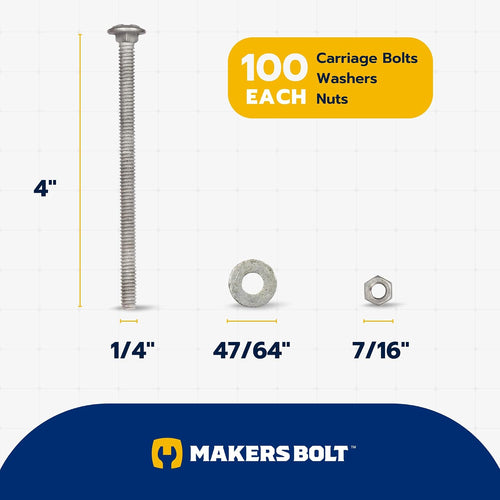 1/4" x 4" (100 pack) galvanized carriage bolt shown in use