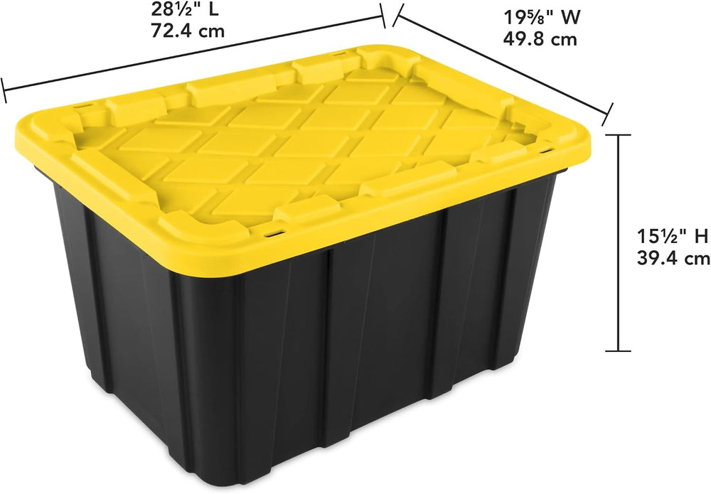 6 Pack 27 Gallon Heavy Duty Storage Bins with Snap Lids, Durable Plastic Stor...