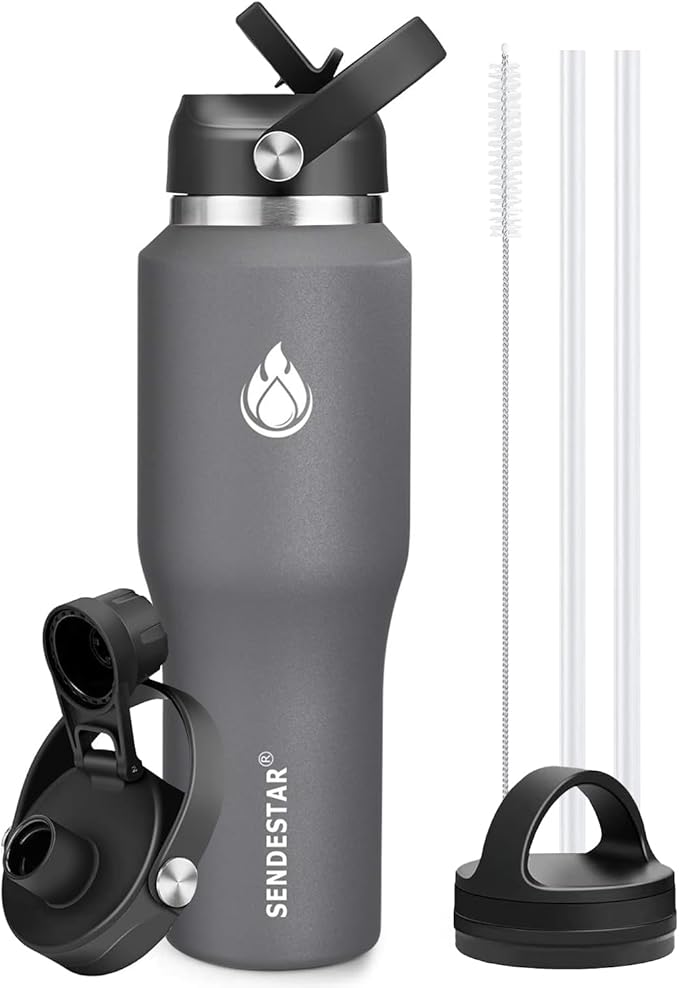 SENDESTAR 40oz Water Bottle Wide Mouth Stainless Steel Vacuum Insulated Double