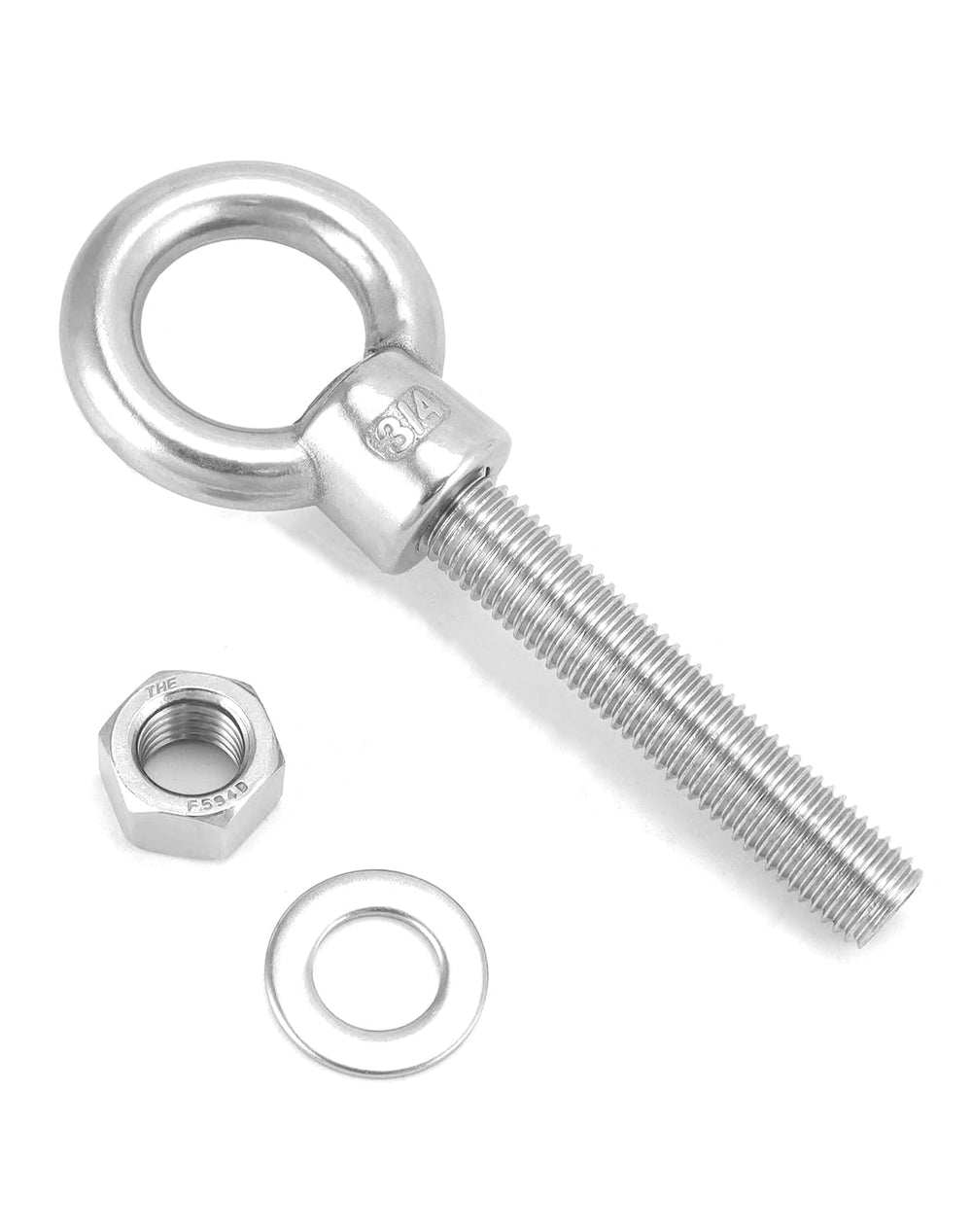 QWORK Stainless Steel Shoulder Eye Bolts 3/4"-10 x 4, 5 Pack – for Lifti...