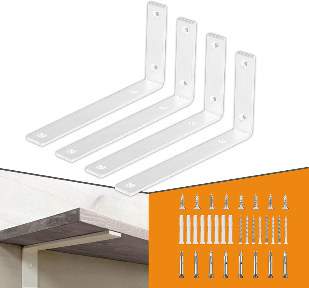 CLT White Shelf Bracket, 10” X 4.7” Quarter Inch (1/4") Thick- Max Load:...