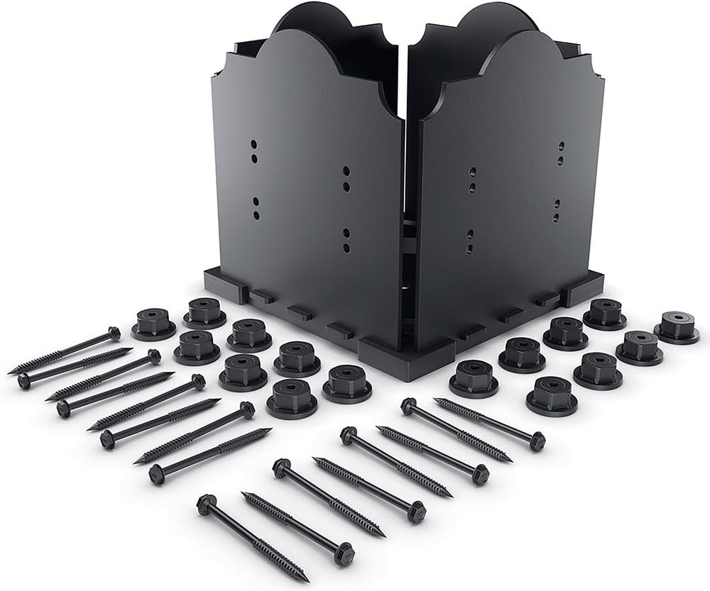 Ozco Laredo Sunset 10x10 Post Base Kit, Includes Decorative Plates, Hex Cap N...