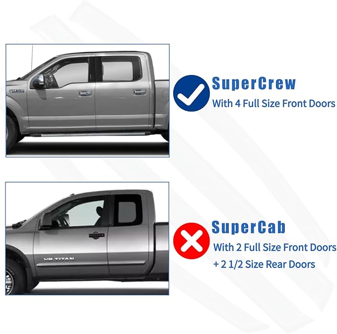Rain Guards Window Visors Fit for 2009-2014 Ford F150 SuperCrew Cab Truck