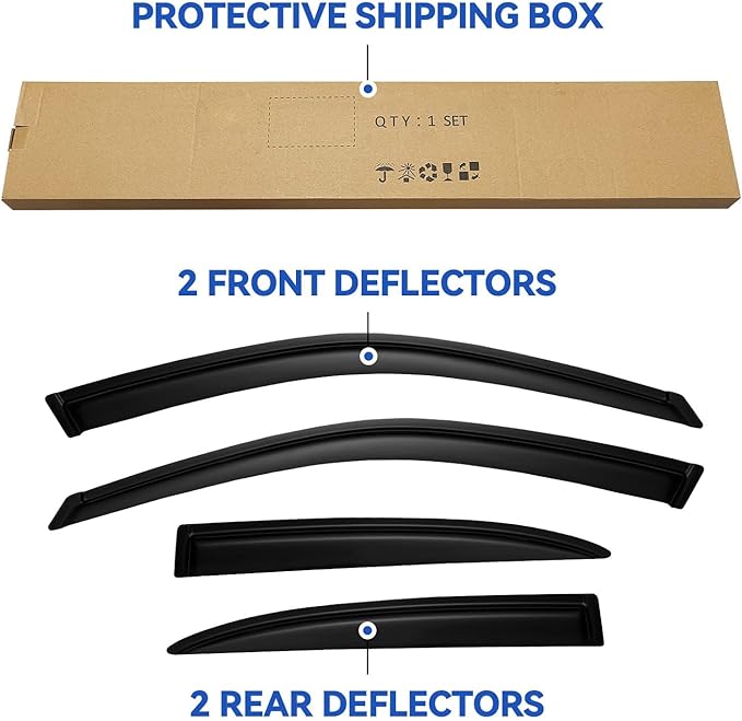 Window Visors Rain Guards for Honda Civic 2001 2002 2003 2004 2005, Out-Channel