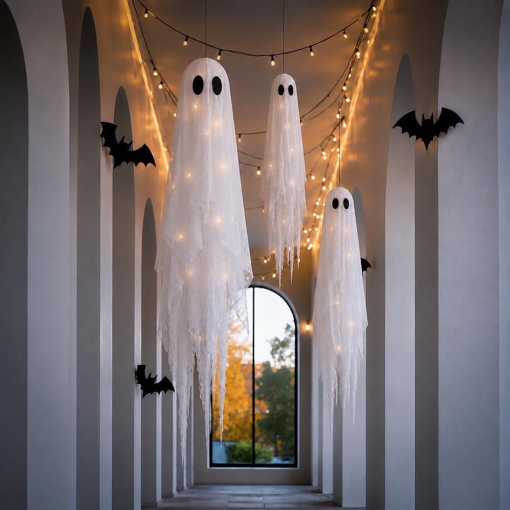 3 Packs Halloween Decorations Outdoor - Hanging Ghost Decor for Porch Yard