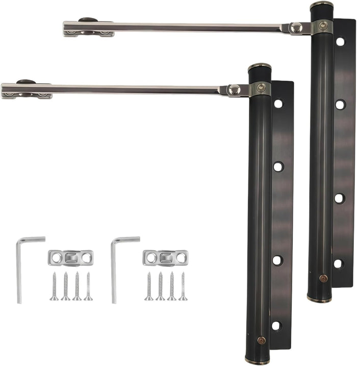 2 Pack Automatic Door Closer for Home Easy to Install | Safety Spring Door Closers | Auto Soft Close to Convert Hinged Doors to Auto Self Closing | Adjustable Catch Speed | with Arm, Screw, Wrench