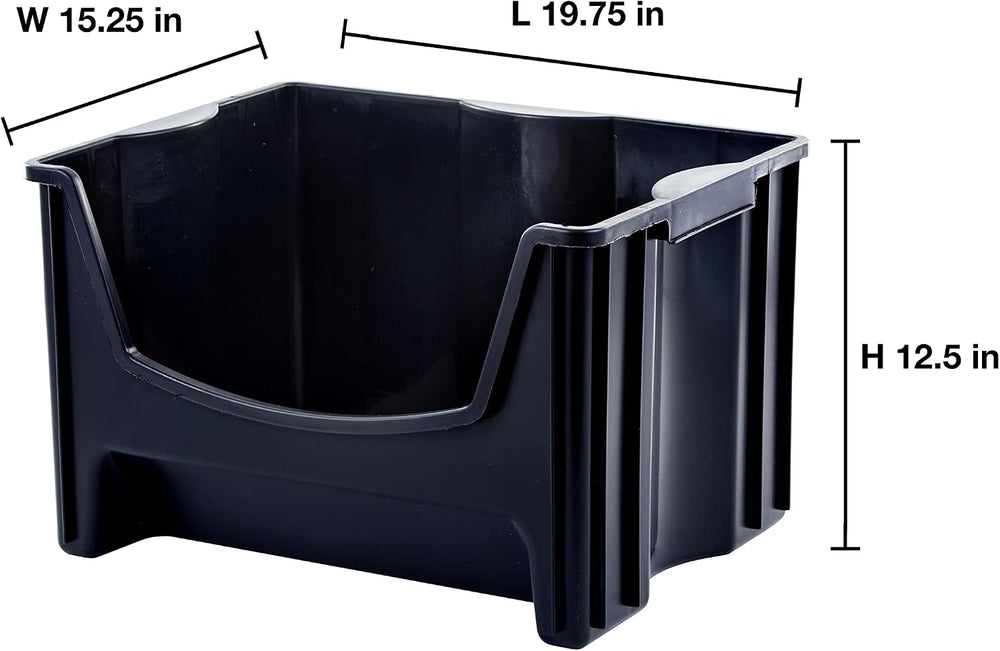 Mighty Tuff Jumbo Stackable Storage Bins, Pack of 3, Easy-Access Storage, Lar...