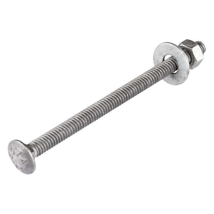 1/4" x 3-1/2" (100 Pack) Galvanized Carriage Bolt Kit Grade 307A Includes 1/4" USS Flat Washers (100 pcs) and 1/4"-20 Hex Nuts (100 pcs), Hot Dip Galvanized for Exterior Use by Makers Bolt