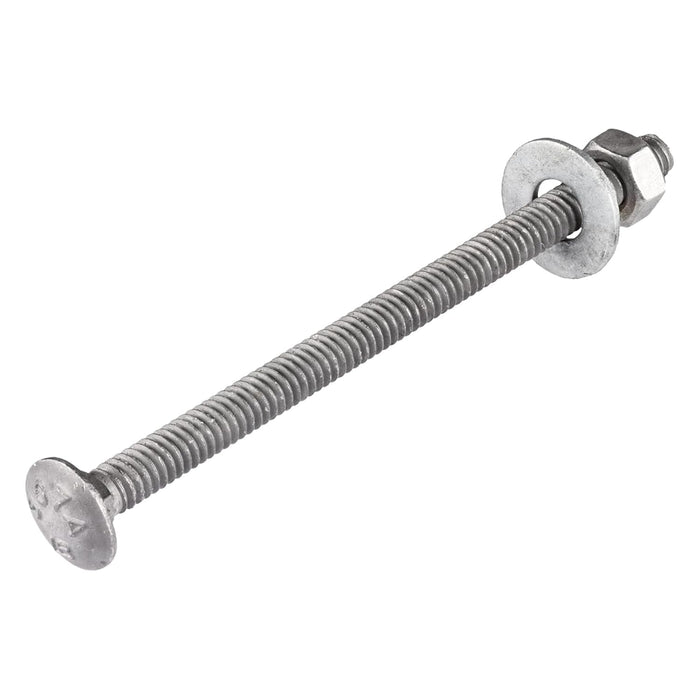 1/4" x 6" (100 Pack) Galvanized Carriage Bolt Kit Grade 307A Includes 1/4" USS Flat Washers (100 pcs) and 1/4"-20 Hex Nuts (100 pcs), Hot Dip Galvanized for Exterior Use by Makers Bolt