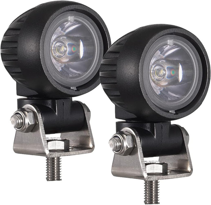 Raycharm Offroad 2" Round LED Fog Light Pods for Motorcycle, 6000K Cool-White Long Range Spot Beam, Rugged Die-Cast Aluminum Housing, Corrosion Resistant Waterproof, 12V/24V DC, 2-Pack
