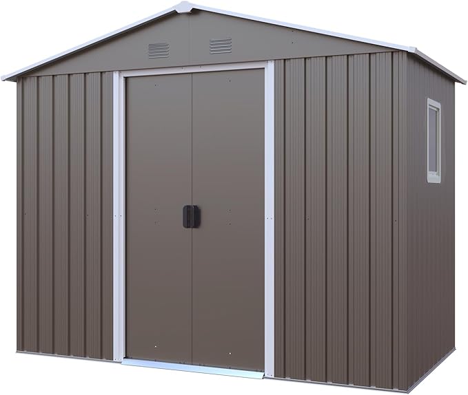4x8 FT Outdoor Storage Shed, Metal Garden Shed