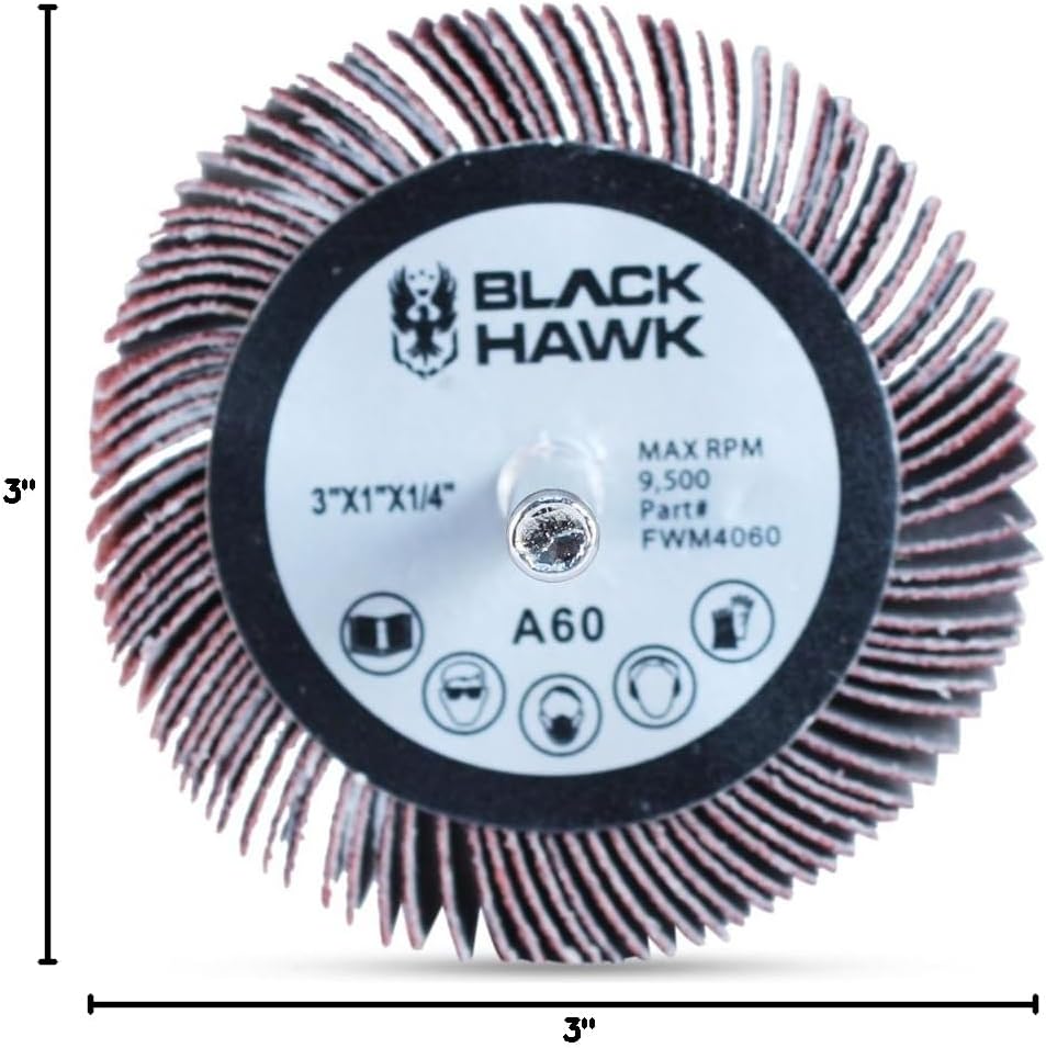 BHA 3 x 1 x 1/4 Aluminum Oxide Mounted Flap Wheel - 120 Grit - 5 Pack