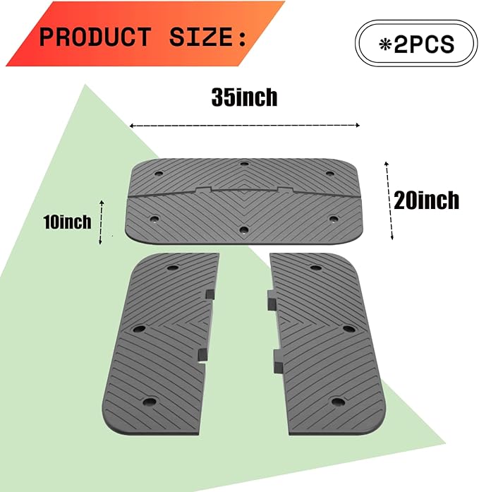 Speed Bumps for Driveway 35"x10"x1.8" Flexible Installation Co...