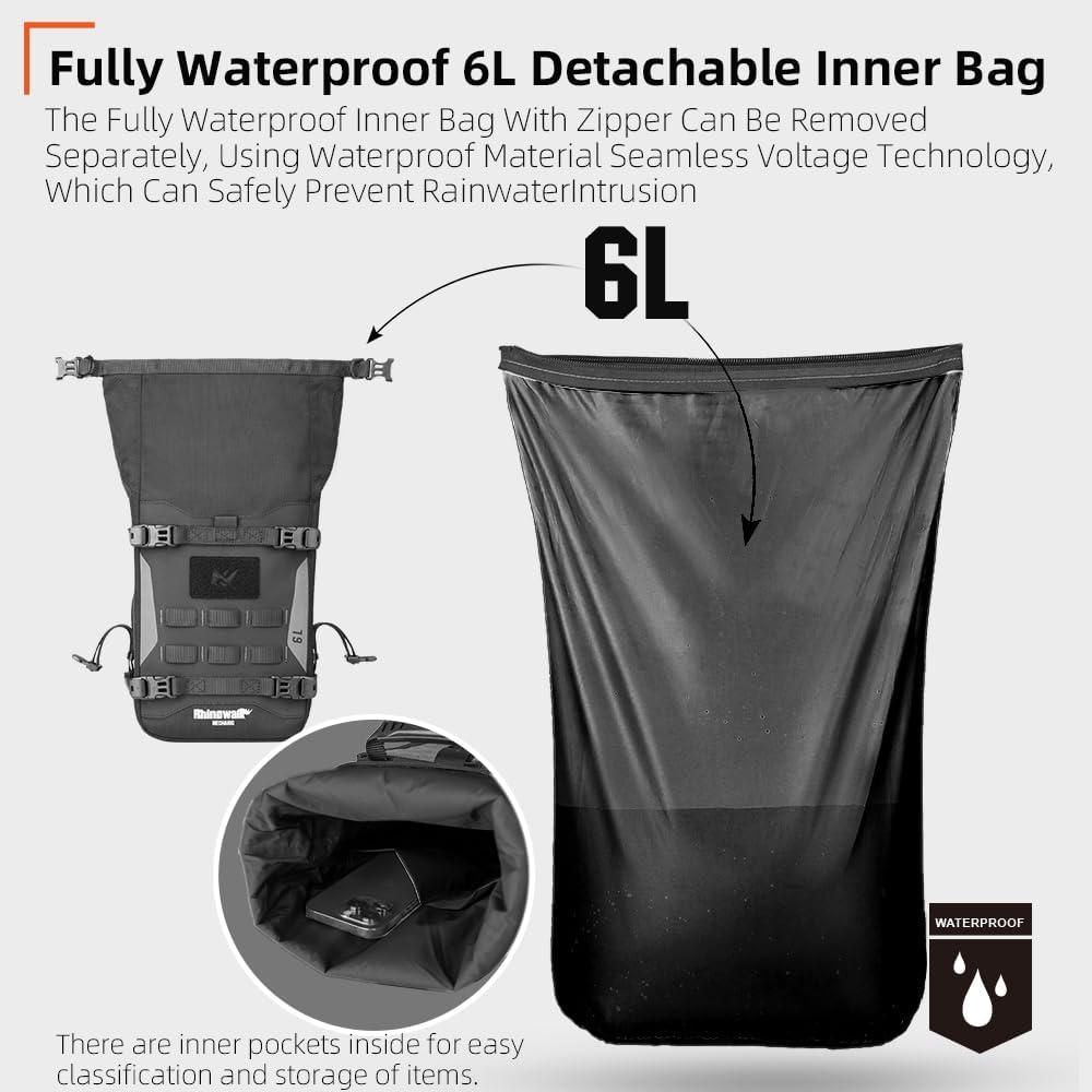 Rhinowalk Motorcycle Crash Bar Bag Waterproof 6L Motorcycle Frame Bag Saddle ...