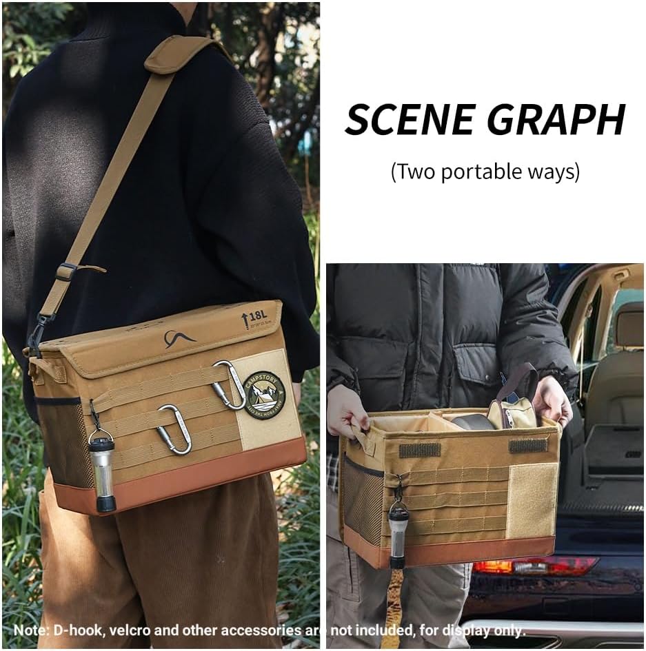 18L Camping Storage Bag, Multifunctional Waterproof Picnic Basket, Tent Stake...