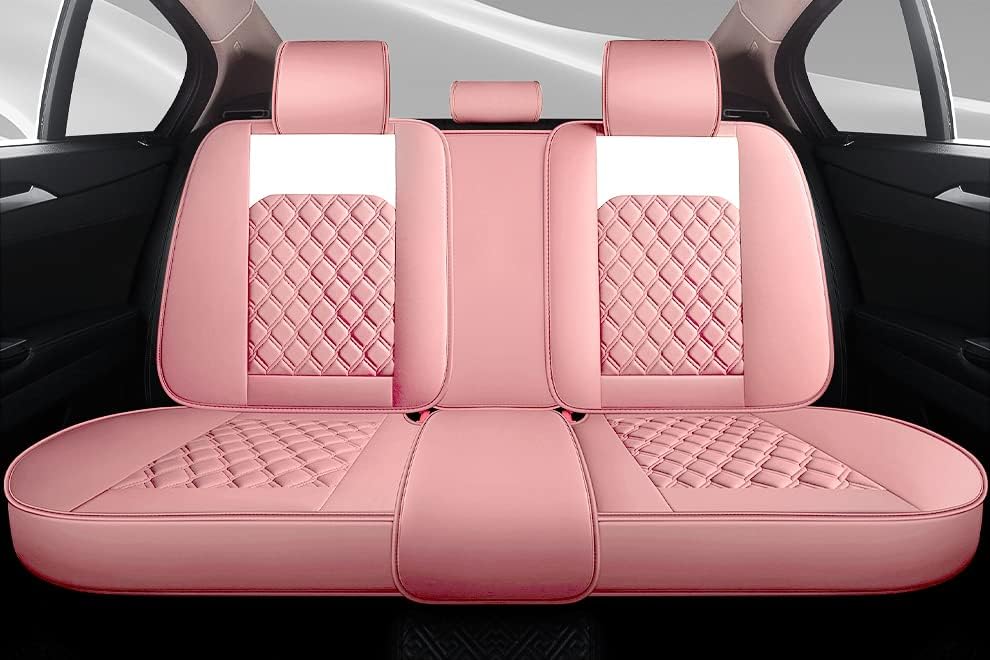 Cute Bunny Seat Cover 5 Set with Waterproof PU Leather for Cars SUV Pick-up T...