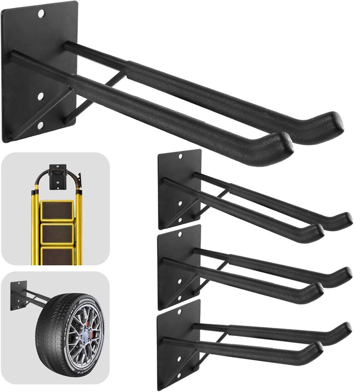 14" Large Heavy Duty Garage Hooks, Utility Wall Mount Hangers (4-Pack)