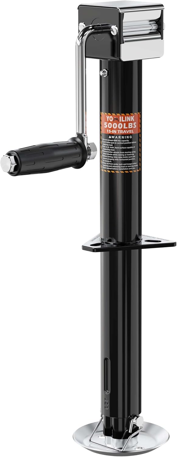 YOMILINK 5000 lbs A-Frame Trailer Jack, 15" Lift, Adjustable 5-Level Dro...