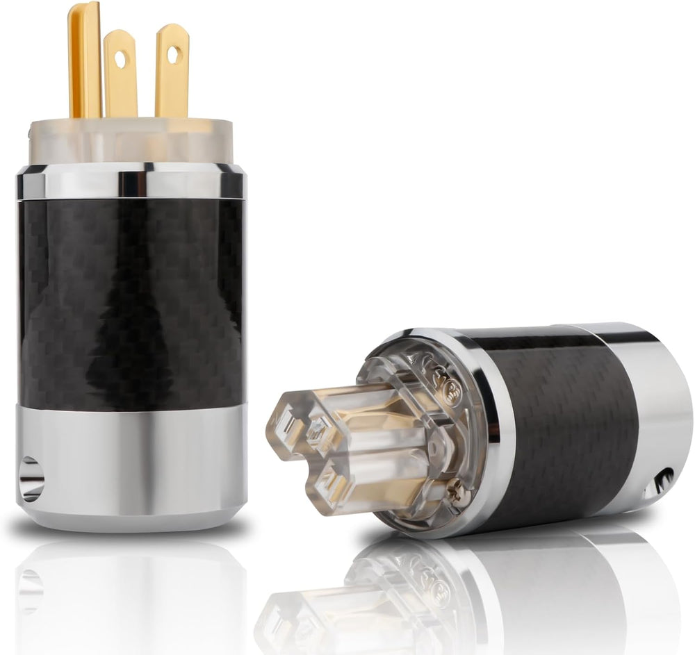 Audio Power Plug Black Carbon Fiber Transparent Aluminum Shell(Gold Plated)